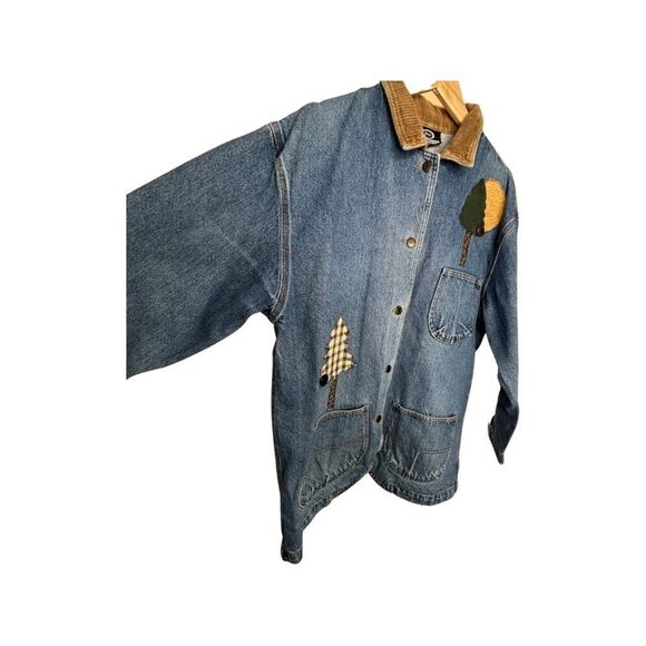 SW Shirt Wurks Hand Appliqué Outdoor Denim Jacket Sz M - Picture 7 of 12
